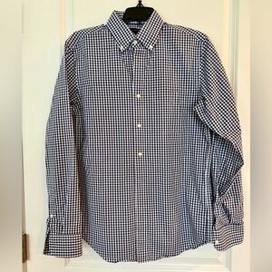 J. Crew Men's Navy and White Gingham Shirt